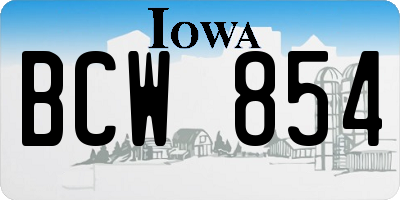 IA license plate BCW854
