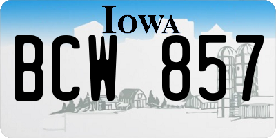 IA license plate BCW857