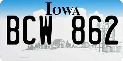 IA license plate BCW862