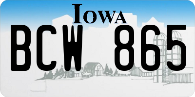 IA license plate BCW865