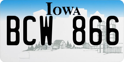 IA license plate BCW866