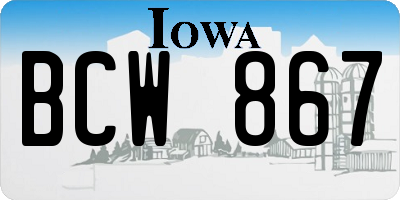 IA license plate BCW867