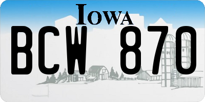 IA license plate BCW870