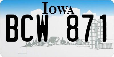 IA license plate BCW871
