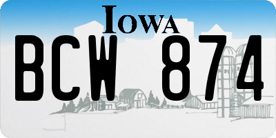 IA license plate BCW874