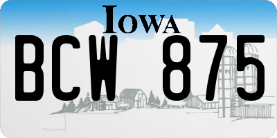 IA license plate BCW875
