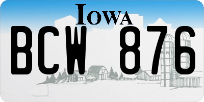 IA license plate BCW876