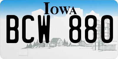 IA license plate BCW880