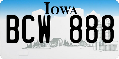 IA license plate BCW888