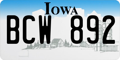 IA license plate BCW892
