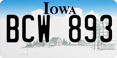 IA license plate BCW893