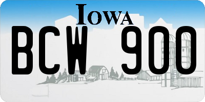 IA license plate BCW900