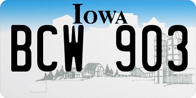 IA license plate BCW903