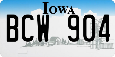 IA license plate BCW904