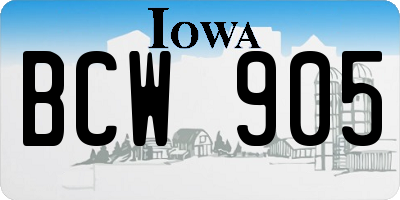 IA license plate BCW905