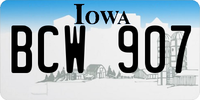 IA license plate BCW907