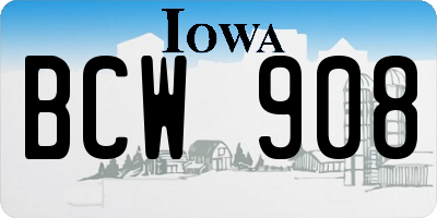 IA license plate BCW908