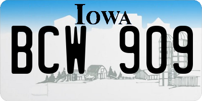IA license plate BCW909