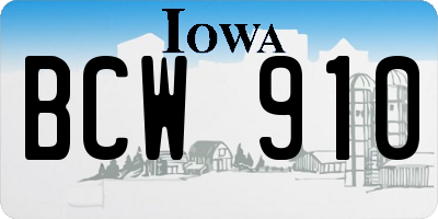 IA license plate BCW910