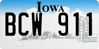 IA license plate BCW911