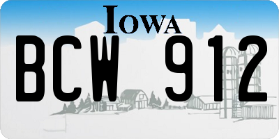 IA license plate BCW912