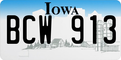 IA license plate BCW913