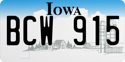 IA license plate BCW915