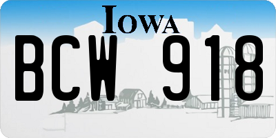 IA license plate BCW918