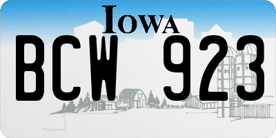 IA license plate BCW923