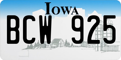 IA license plate BCW925