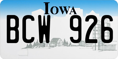IA license plate BCW926
