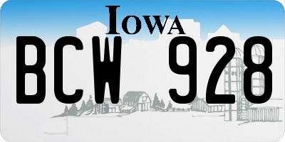 IA license plate BCW928