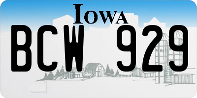 IA license plate BCW929