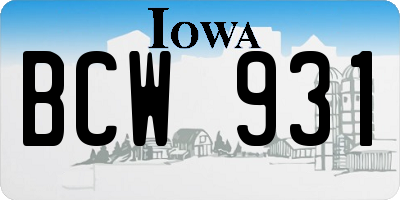 IA license plate BCW931