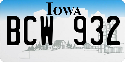 IA license plate BCW932