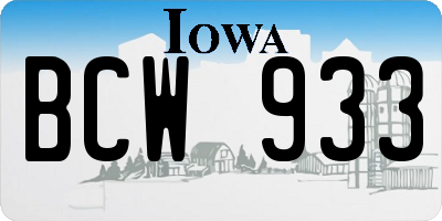 IA license plate BCW933