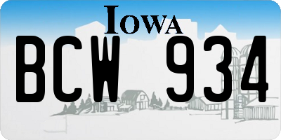 IA license plate BCW934