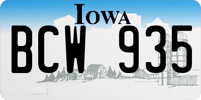 IA license plate BCW935