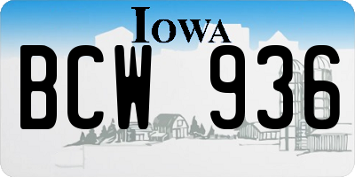 IA license plate BCW936