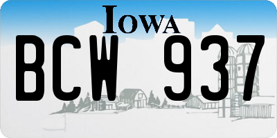 IA license plate BCW937