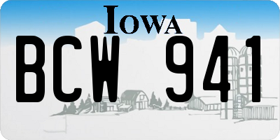 IA license plate BCW941