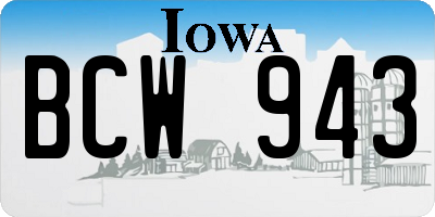 IA license plate BCW943