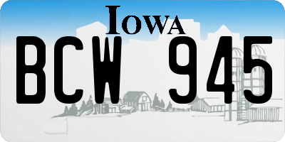 IA license plate BCW945