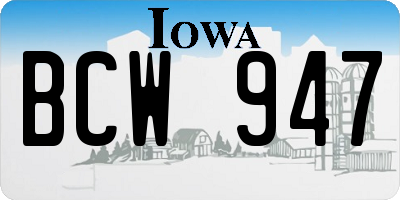 IA license plate BCW947