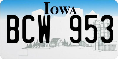 IA license plate BCW953
