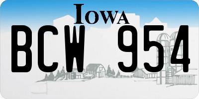 IA license plate BCW954