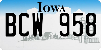 IA license plate BCW958