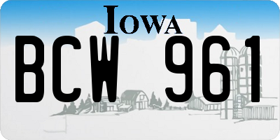 IA license plate BCW961