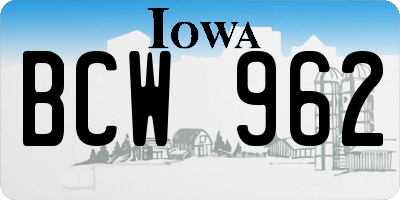 IA license plate BCW962