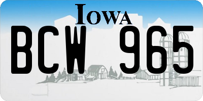IA license plate BCW965